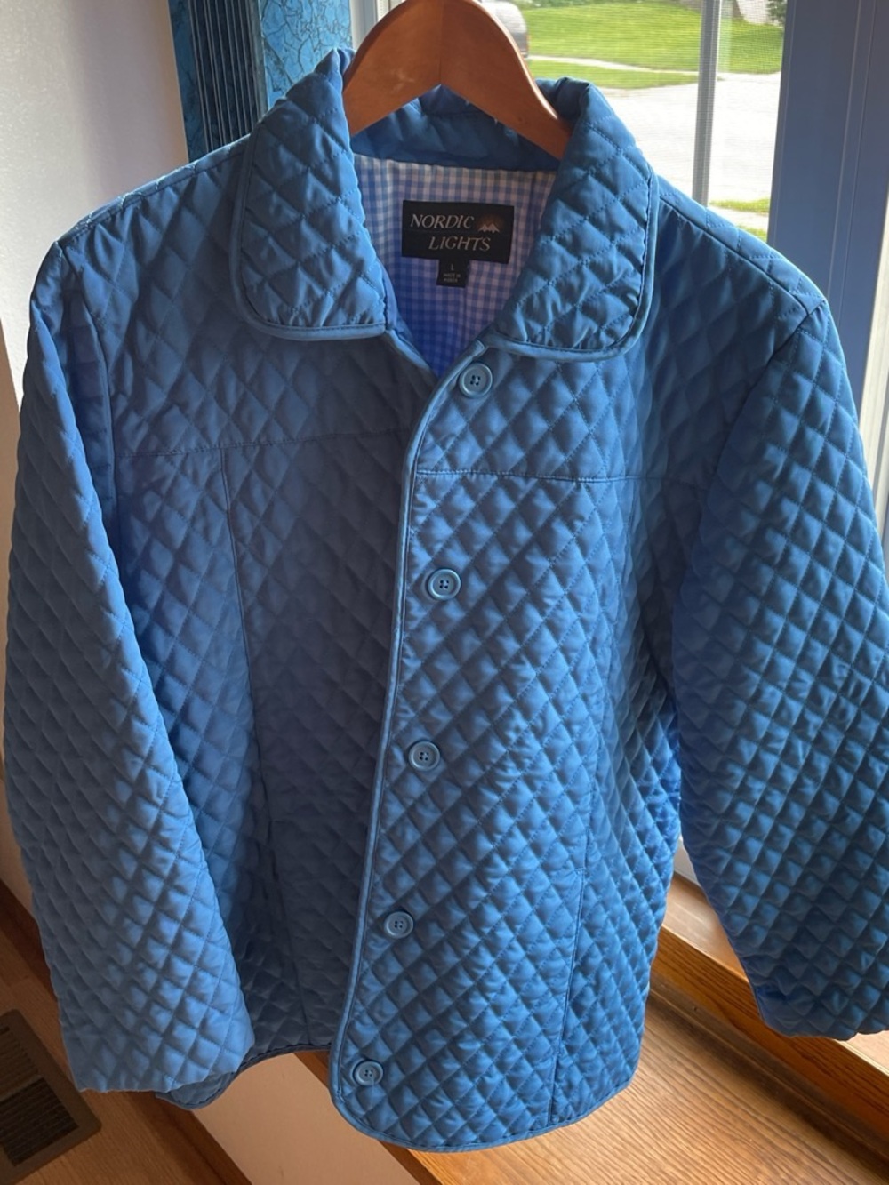 Nordic Lights Blue Quilted Button-Up Jacket